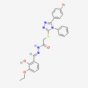 molecular formula C25H22BrN5O3S B11657657 2-{[5-(4-bromophenyl)-4-phenyl-4H-1,2,4-triazol-3-yl]sulfanyl}-N'-[(E)-(3-ethoxy-2-hydroxyphenyl)methylidene]acetohydrazide CAS No. 303103-53-9