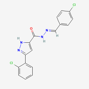 molecular formula C17H12Cl2N4O B11657689 3-(2-chlorophenyl)-N'-[(E)-(4-chlorophenyl)methylidene]-1H-pyrazole-5-carbohydrazide 