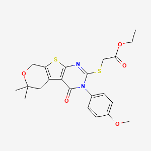 ethyl 2-[[4-(4-methoxyphenyl)-12,12-dimethyl-3-oxo-11-oxa-8-thia-4,6-diazatricyclo[7.4.0.02,7]trideca-1(9),2(7),5-trien-5-yl]sulfanyl]acetate