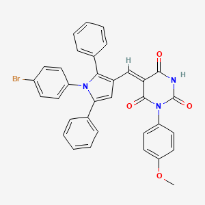 (5Z)-5-{[1-(4-bromophenyl)-2,5-diphenyl-1H-pyrrol-3-yl]methylidene}-1-(4-methoxyphenyl)pyrimidine-2,4,6(1H,3H,5H)-trione