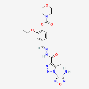 molecular formula C20H23N9O6 B11657722 4-[(E)-(2-{[1-(4-amino-1,2,5-oxadiazol-3-yl)-5-methyl-1H-1,2,3-triazol-4-yl]carbonyl}hydrazinylidene)methyl]-2-ethoxyphenyl morpholine-4-carboxylate 