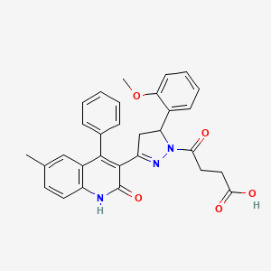 molecular formula C30H27N3O5 B11657731 4-[3-(2-hydroxy-6-methyl-4-phenylquinolin-3-yl)-5-(2-methoxyphenyl)-4,5-dihydro-1H-pyrazol-1-yl]-4-oxobutanoic acid 