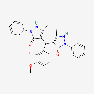 molecular formula C29H28N4O4 B11657733 4-[(2,3-dimethoxyphenyl)-(5-methyl-3-oxo-2-phenyl-1H-pyrazol-4-yl)methyl]-5-methyl-2-phenyl-1H-pyrazol-3-one 