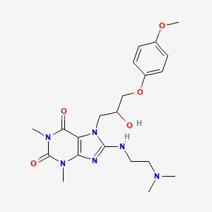 molecular formula C21H30N6O5 B11657741 8-{[2-(dimethylamino)ethyl]amino}-7-[2-hydroxy-3-(4-methoxyphenoxy)propyl]-1,3-dimethyl-2,3,6,7-tetrahydro-1H-purine-2,6-dione 