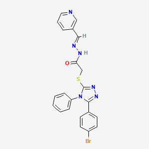 molecular formula C22H17BrN6OS B11657755 2-{[5-(4-Bromophenyl)-4-phenyl-4H-1,2,4-triazol-3-YL]sulfanyl}-N'-[(E)-3-pyridinylmethylidene]acetohydrazide CAS No. 303103-58-4