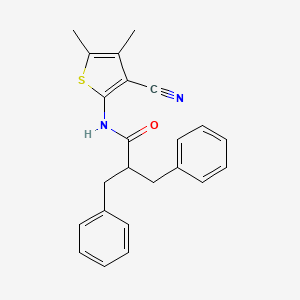 molecular formula C23H22N2OS B11657763 2-benzyl-N-(3-cyano-4,5-dimethylthiophen-2-yl)-3-phenylpropanamide 