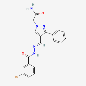 2-{4-[(E)-{2-[(3-bromophenyl)carbonyl]hydrazinylidene}methyl]-3-phenyl-1H-pyrazol-1-yl}acetamide