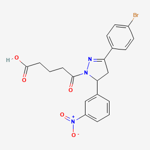 molecular formula C20H18BrN3O5 B11657798 5-[3-(4-bromophenyl)-5-(3-nitrophenyl)-4,5-dihydro-1H-pyrazol-1-yl]-5-oxopentanoic acid 