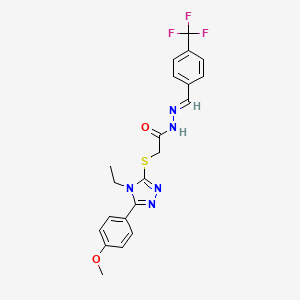 molecular formula C21H20F3N5O2S B11657805 2-{[4-ethyl-5-(4-methoxyphenyl)-4H-1,2,4-triazol-3-yl]sulfanyl}-N'-{(E)-[4-(trifluoromethyl)phenyl]methylidene}acetohydrazide CAS No. 303102-57-0