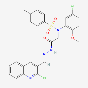 molecular formula C26H22Cl2N4O4S B11657812 N-(5-Chloro-2-methoxyphenyl)-N-({N'-[(E)-(2-chloroquinolin-3-YL)methylidene]hydrazinecarbonyl}methyl)-4-methylbenzene-1-sulfonamide 