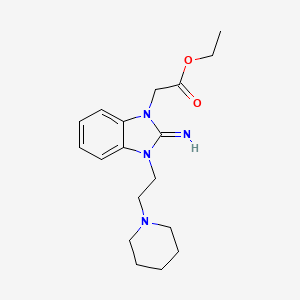 molecular formula C18H26N4O2 B11657832 ethyl {2-imino-3-[2-(piperidin-1-yl)ethyl]-2,3-dihydro-1H-benzimidazol-1-yl}acetate 