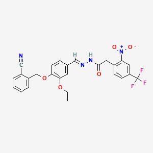 N'-[(E)-{4-[(2-cyanobenzyl)oxy]-3-ethoxyphenyl}methylidene]-2-[2-nitro-4-(trifluoromethyl)phenyl]acetohydrazide