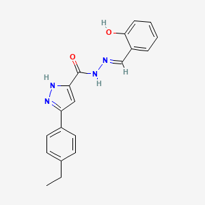 molecular formula C19H18N4O2 B11657877 3-(4-ethylphenyl)-N'-[(E)-(2-hydroxyphenyl)methylidene]-1H-pyrazole-5-carbohydrazide 