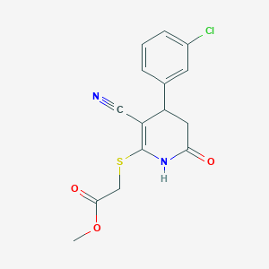 molecular formula C15H13ClN2O3S B11657888 Methyl {[4-(3-chlorophenyl)-3-cyano-6-hydroxy-4,5-dihydropyridin-2-yl]sulfanyl}acetate 