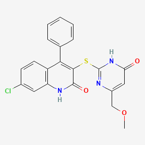 2-[(7-chloro-2-hydroxy-4-phenyl-3-quinolinyl)thio]-6-(methoxymethyl)-4(1H)-pyrimidinone