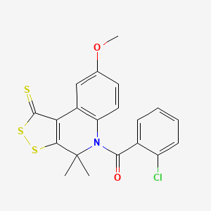 molecular formula C20H16ClNO2S3 B11657926 (2-chlorophenyl)(8-methoxy-4,4-dimethyl-1-thioxo-1,4-dihydro-5H-[1,2]dithiolo[3,4-c]quinolin-5-yl)methanone 