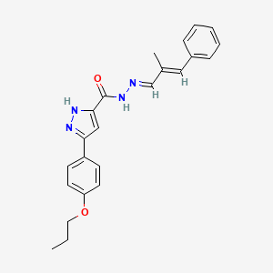 N'-[(1E,2E)-2-methyl-3-phenylprop-2-en-1-ylidene]-3-(4-propoxyphenyl)-1H-pyrazole-5-carbohydrazide