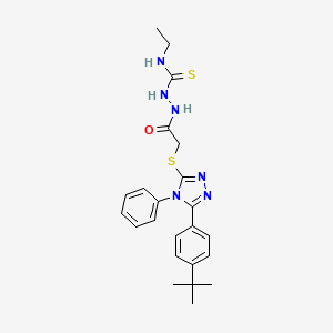 molecular formula C23H28N6OS2 B11657939 2-({[5-(4-tert-butylphenyl)-4-phenyl-4H-1,2,4-triazol-3-yl]sulfanyl}acetyl)-N-ethylhydrazinecarbothioamide 