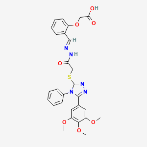 (2-{(E)-[({[4-Phenyl-5-(3,4,5-trimethoxyphenyl)-4H-1,2,4-triazol-3-YL]sulfanyl}acetyl)hydrazono]methyl}phenoxy)acetic acid