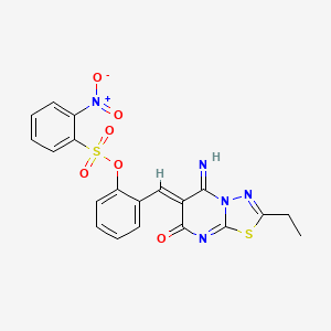 2-[(Z)-(2-ethyl-5-imino-7-oxo-5H-[1,3,4]thiadiazolo[3,2-a]pyrimidin-6(7H)-ylidene)methyl]phenyl 2-nitrobenzenesulfonate