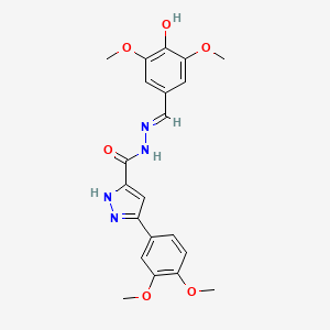 molecular formula C21H22N4O6 B11658022 3-(3,4-Dimethoxyphenyl)-N'-[(E)-(4-hydroxy-3,5-dimethoxyphenyl)methylidene]-1H-pyrazole-5-carbohydrazide 