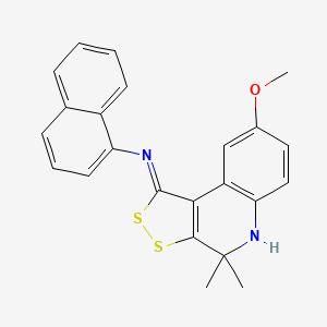 molecular formula C23H20N2OS2 B11658037 N-[(1Z)-8-methoxy-4,4-dimethyl-4,5-dihydro-1H-[1,2]dithiolo[3,4-c]quinolin-1-ylidene]naphthalen-1-amine 