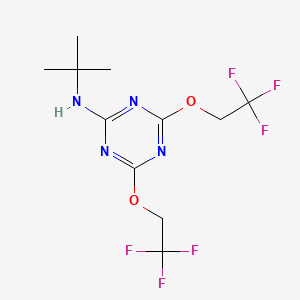 molecular formula C11H14F6N4O2 B11658060 N-tert-butyl-4,6-bis(2,2,2-trifluoroethoxy)-1,3,5-triazin-2-amine 