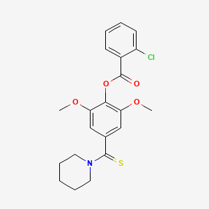 molecular formula C21H22ClNO4S B11658065 2,6-Dimethoxy-4-(piperidin-1-ylcarbonothioyl)phenyl 2-chlorobenzoate 