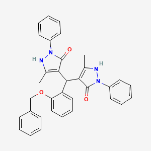 molecular formula C34H30N4O3 B11658071 4,4'-{[2-(benzyloxy)phenyl]methanediyl}bis(3-methyl-1-phenyl-1H-pyrazol-5-ol) 