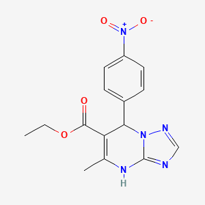 molecular formula C15H15N5O4 B11658100 Ethyl 5-methyl-7-(4-nitrophenyl)-4,7-dihydro[1,2,4]triazolo[1,5-a]pyrimidine-6-carboxylate 