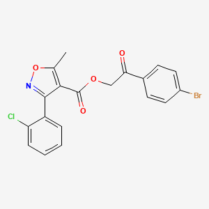 molecular formula C19H13BrClNO4 B11658114 2-(4-Bromophenyl)-2-oxoethyl 3-(2-chlorophenyl)-5-methyl-1,2-oxazole-4-carboxylate 