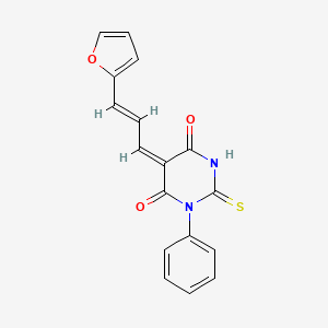 molecular formula C17H12N2O3S B11658116 (5E)-5-[(2E)-3-(furan-2-yl)prop-2-en-1-ylidene]-1-phenyl-2-thioxodihydropyrimidine-4,6(1H,5H)-dione 