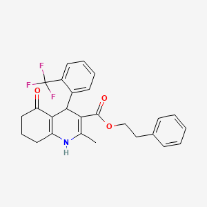 2-Phenylethyl 2-methyl-5-oxo-4-[2-(trifluoromethyl)phenyl]-1,4,5,6,7,8-hexahydroquinoline-3-carboxylate