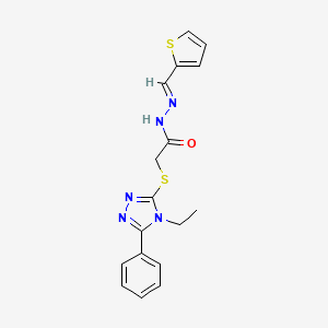 2-((4-Ethyl-5-phenyl-4H-1,2,4-triazol-3-yl)thio)-N'-(thiophen-2-ylmethylene)acetohydrazide