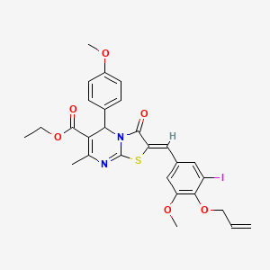 ethyl (2Z)-2-[3-iodo-5-methoxy-4-(prop-2-en-1-yloxy)benzylidene]-5-(4-methoxyphenyl)-7-methyl-3-oxo-2,3-dihydro-5H-[1,3]thiazolo[3,2-a]pyrimidine-6-carboxylate