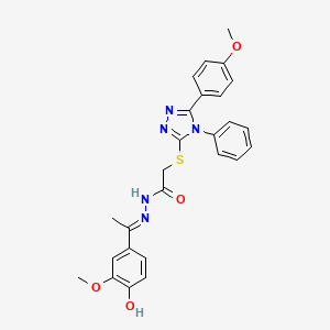 N'-[(1E)-1-(4-hydroxy-3-methoxyphenyl)ethylidene]-2-{[5-(4-methoxyphenyl)-4-phenyl-4H-1,2,4-triazol-3-yl]sulfanyl}acetohydrazide