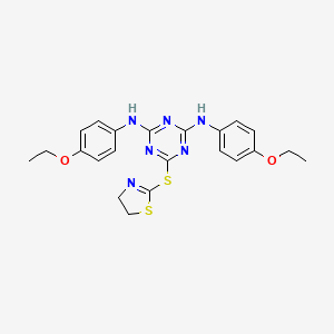 6-(4,5-dihydro-1,3-thiazol-2-ylsulfanyl)-N,N'-bis(4-ethoxyphenyl)-1,3,5-triazine-2,4-diamine