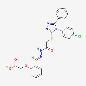 (2-{(E)-[2-({[4-(4-chlorophenyl)-5-phenyl-4H-1,2,4-triazol-3-yl]sulfanyl}acetyl)hydrazinylidene]methyl}phenoxy)acetic acid