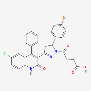 4-(5-(4-bromophenyl)-3-(6-chloro-2-oxo-4-phenyl-1,2-dihydroquinolin-3-yl)-4,5-dihydro-1H-pyrazol-1-yl)-4-oxobutanoic acid