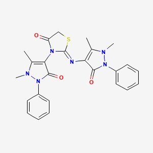 (2Z)-3-(1,5-dimethyl-3-oxo-2-phenyl-2,3-dihydro-1H-pyrazol-4-yl)-2-[(1,5-dimethyl-3-oxo-2-phenyl-2,3-dihydro-1H-pyrazol-4-yl)imino]-1,3-thiazolidin-4-one