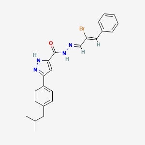 N'-[(1E,2Z)-2-bromo-3-phenylprop-2-en-1-ylidene]-3-[4-(2-methylpropyl)phenyl]-1H-pyrazole-5-carbohydrazide