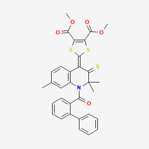 dimethyl 2-[1-(biphenyl-2-ylcarbonyl)-2,2,7-trimethyl-3-thioxo-2,3-dihydroquinolin-4(1H)-ylidene]-1,3-dithiole-4,5-dicarboxylate