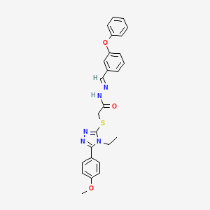 2-{[4-ethyl-5-(4-methoxyphenyl)-4H-1,2,4-triazol-3-yl]sulfanyl}-N'-[(E)-(3-phenoxyphenyl)methylidene]acetohydrazide