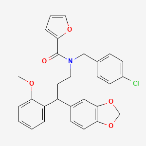 N-[3-(1,3-benzodioxol-5-yl)-3-(2-methoxyphenyl)propyl]-N-(4-chlorobenzyl)furan-2-carboxamide