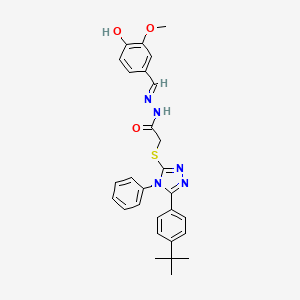 2-{[5-(4-tert-butylphenyl)-4-phenyl-4H-1,2,4-triazol-3-yl]sulfanyl}-N'-[(E)-(4-hydroxy-3-methoxyphenyl)methylidene]acetohydrazide