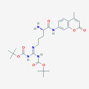 molecular formula C26H37N5O7 B1165840 tert-butyl N-[N'-[(4S)-4-amino-5-[(4-methyl-2-oxochromen-7-yl)amino]-5-oxopentyl]-N-[(2-methylpropan-2-yl)oxycarbonyl]carbamimidoyl]carbamate 