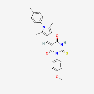 (5E)-5-{[2,5-dimethyl-1-(4-methylphenyl)-1H-pyrrol-3-yl]methylidene}-1-(4-ethoxyphenyl)-2-thioxodihydropyrimidine-4,6(1H,5H)-dione