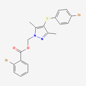 {4-[(4-bromophenyl)sulfanyl]-3,5-dimethyl-1H-pyrazol-1-yl}methyl 2-bromobenzoate