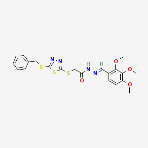 2-{[5-(benzylsulfanyl)-1,3,4-thiadiazol-2-yl]sulfanyl}-N'-[(E)-(2,3,4-trimethoxyphenyl)methylidene]acetohydrazide