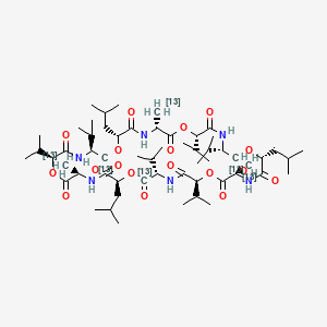 molecular formula C51(13C)6H96N6O18 B1165855 (3R,6R,9S,12S,15R,18R,21S,24S,27R,30S,33S,36S)-3,15,27-tri((113C)methyl)-6,18,30-tris(2-methylpropyl)-9,12,21,24,33,36-hexa(propan-2-yl)-1,7,13,19,25,31-hexaoxa-4,10,16,22,28,34-hexazacyclohexatriacontane-2,5,8,11,14,17,20,23,26,29,32,35-dodecone 